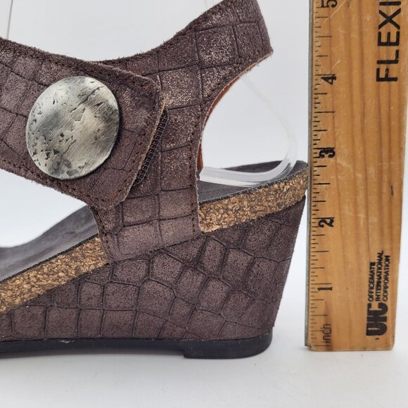 Taos Carousel 2 Women's Sz 6 to 6.5 EU 37 Deep Bronze Wedge Sandals 2 Strap - Picture 14 of 15